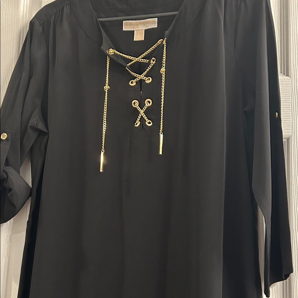 MICHAEL Michael Kors Black Dress with Gold Chain Accents